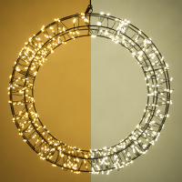 123led Kerstkrans met ophangoog | Ø 36 cm | Extra warm wit & warm wit | 800 lampjes | Zwart  LDR07270