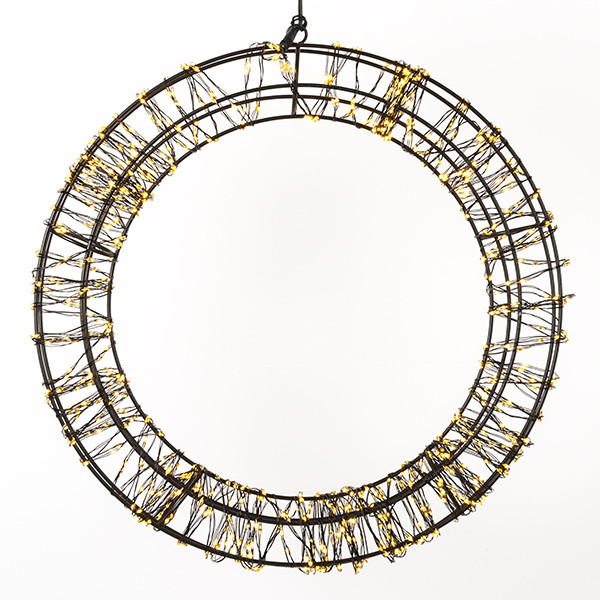 123led Kerstkrans met ophangoog | Ø 36 cm | Extra warm wit & warm wit | 800 lampjes | Zwart  LDR07270 - 2