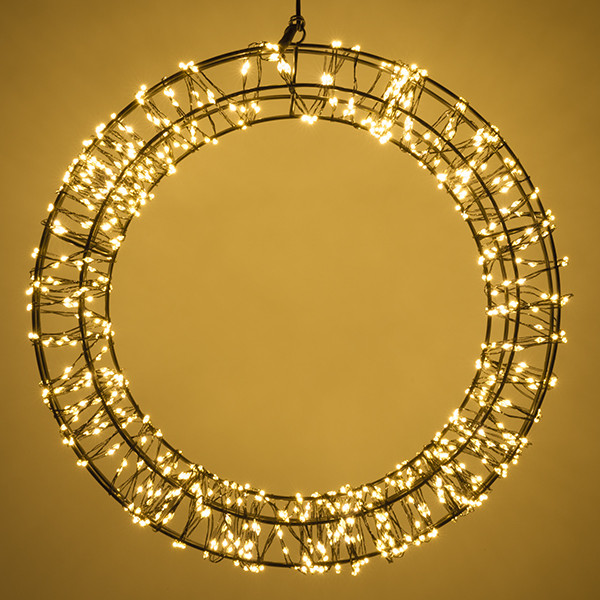 123led Kerstkrans met ophangoog | Ø 36 cm | Extra warm wit & warm wit | 800 lampjes | Zwart  LDR07270 - 3