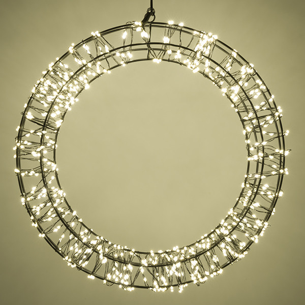 123led Kerstkrans met ophangoog | Ø 36 cm | Extra warm wit & warm wit | 800 lampjes | Zwart  LDR07270 - 4