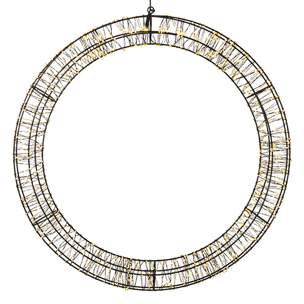 123led Kerstkrans met ophangoog | Ø 56 cm | Extra warm wit & warm wit | 1200 lampjes | Zwart  LDR07271 - 2