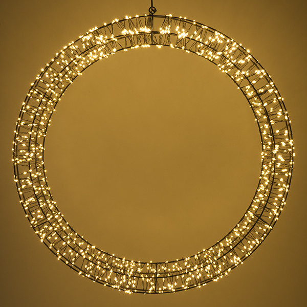 123led Kerstkrans met ophangoog | Ø 56 cm | Extra warm wit & warm wit | 1200 lampjes | Zwart  LDR07271 - 3