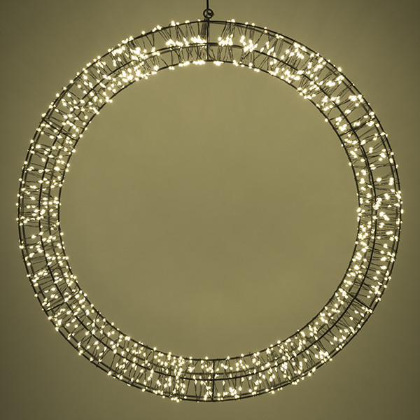 123led Kerstkrans met ophangoog | Ø 56 cm | Extra warm wit & warm wit | 1200 lampjes | Zwart  LDR07271 - 4