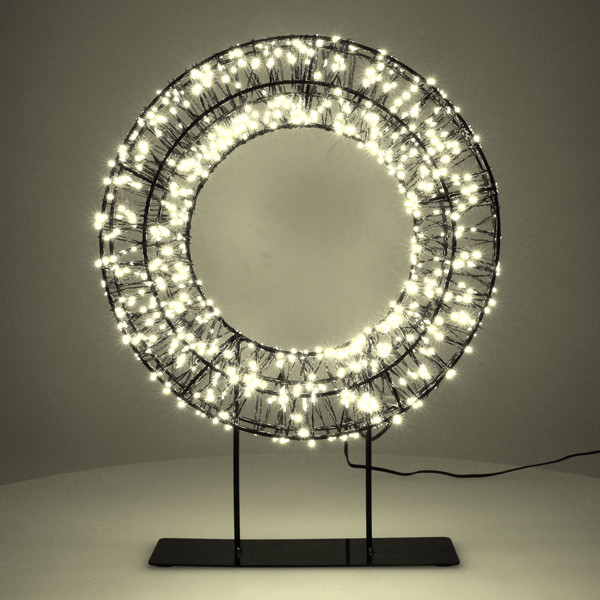 Kerstkrans op voet | 28 cm | Extra warm wit & warm wit | 800 lampjes | Zwart LDR07324 - 3