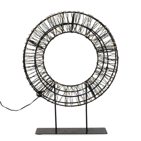 Kerstkrans op voet | 28 cm | Extra warm wit & warm wit | 800 lampjes | Zwart LDR07324 - 4