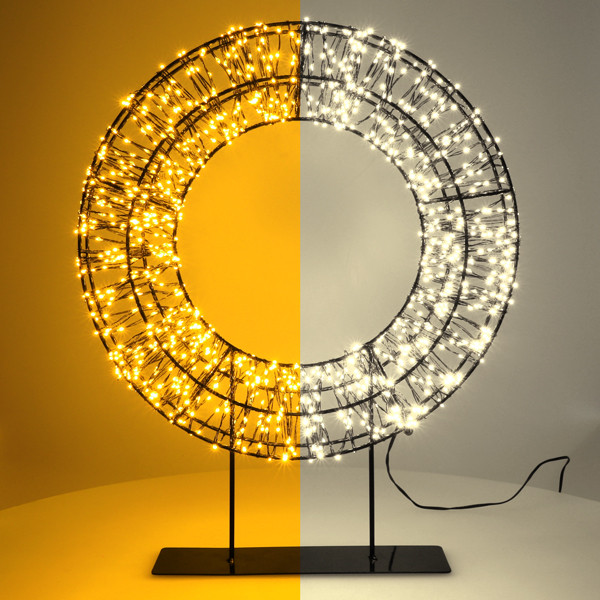 Kerstkrans op voet | 36 cm | Extra warm wit & warm wit | 1200 lampjes | Zwart LDR07325 - 1