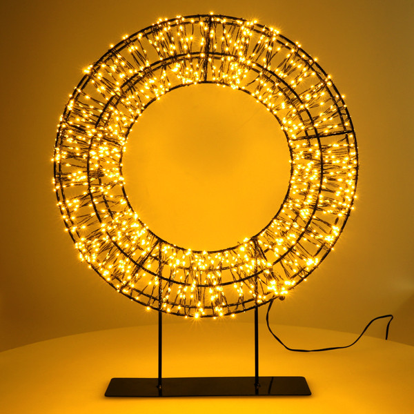 Kerstkrans op voet | 36 cm | Extra warm wit & warm wit | 1200 lampjes | Zwart LDR07325 - 2