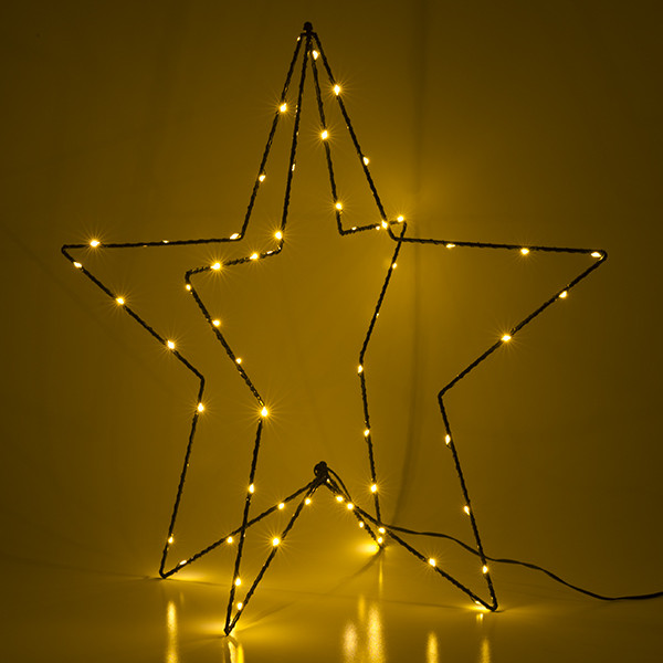 123led Kerstster 3D | 51 cm | Extra warm wit & warm wit | 60 lampjes | Zwart  LDR07265 - 3