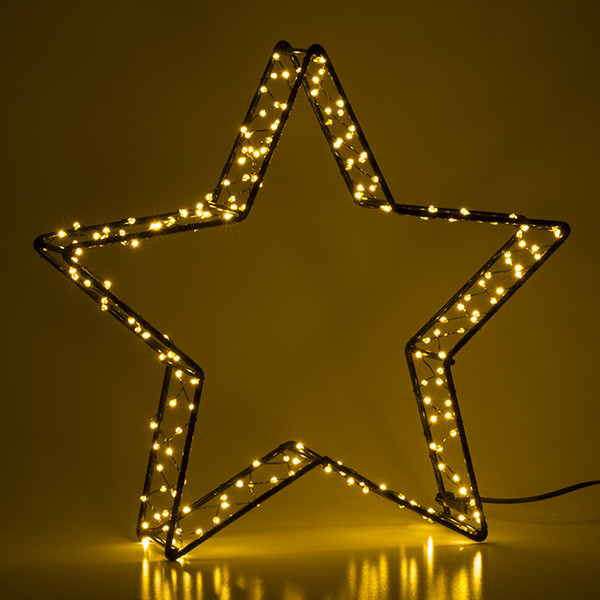 123led Kerstster 3D op batterijen | 26 cm | Extra warm wit & warm wit | 200 lampjes | Zwart  LDR07285 - 3