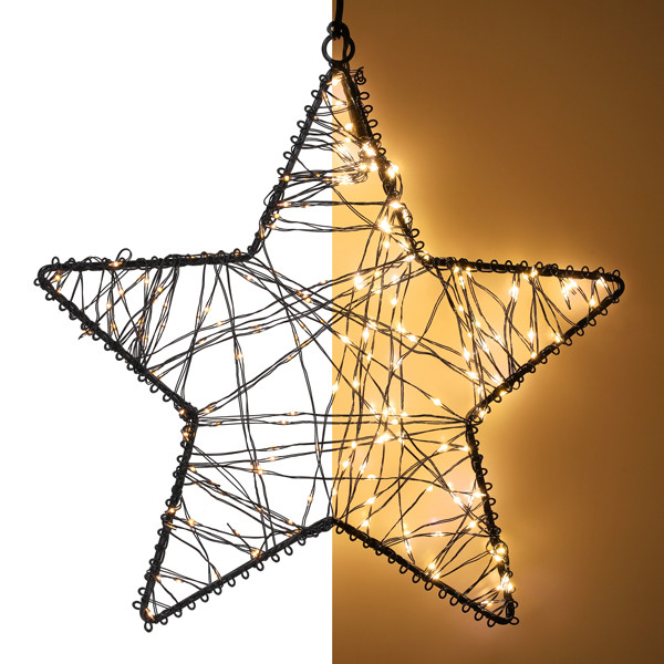 Kerstster hangend | 26 cm | Extra warm wit & Twinkle | 200 lampjes | Zwart LDR07387 - 1