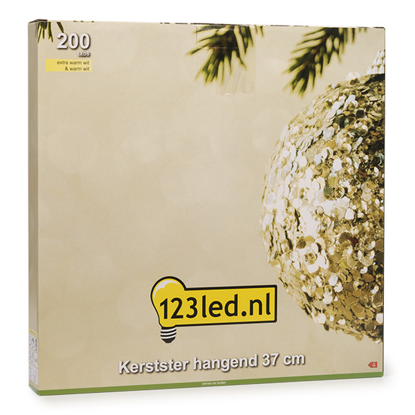 123led Kerstster hangend | 37 cm | Extra warm wit & warm wit | 200 lampjes | Zwart  LDR07274 - 7