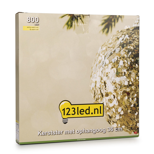 123led Kerstster met ophangoog | 36 cm | Extra warm wit & warm wit | 800 lampjes | Zwart  LDR07268 - 7
