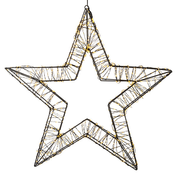 123led Kerstster met ophangoog | 56 cm | Extra warm wit & warm wit | 1200 lampjes | Zwart  LDR07269 - 2