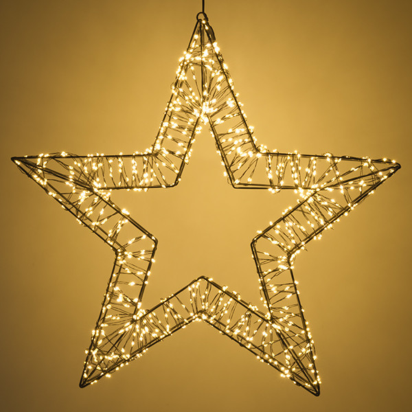 123led Kerstster met ophangoog | 56 cm | Extra warm wit & warm wit | 1200 lampjes | Zwart  LDR07269 - 3