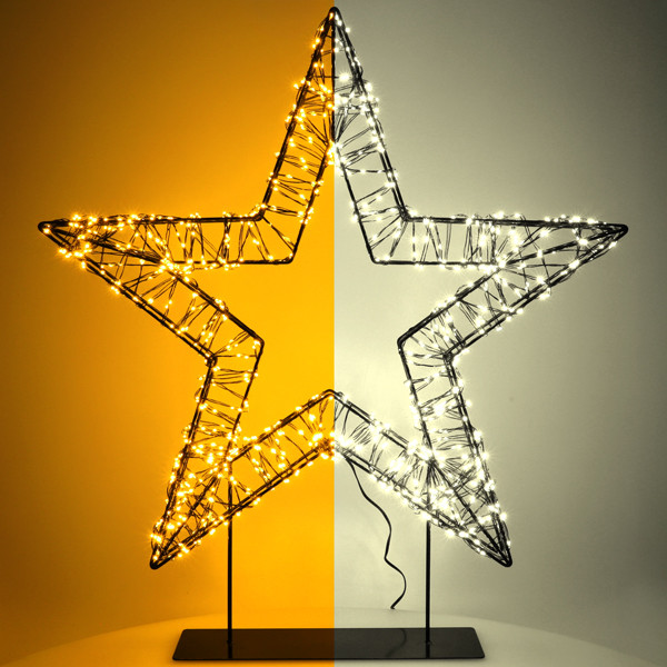 Kerstster op voet | 56 cm | Extra warm wit & warm wit | 1200 lampjes | Zwart LDR07327 - 1