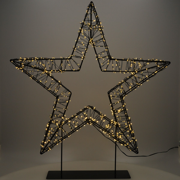 Kerstster op voet  56 cm | Extra warm wit & warm wit | 1200 lampjes | Zwart LDR07327 - 3