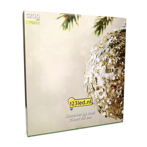 Kerstster op voet  56 cm | Extra warm wit & warm wit | 1200 lampjes | Zwart LDR07327 - 7