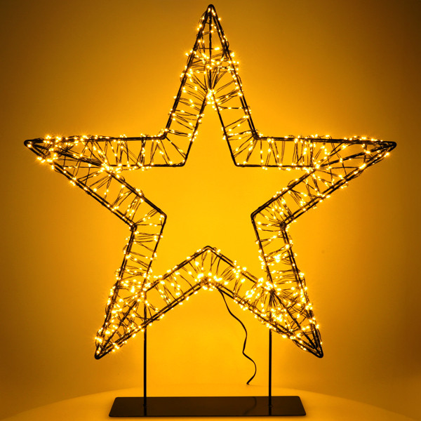 Kerstster op voet  56 cm | Extra warm wit & warm wit | 1200 lampjes | Zwart LDR07327 - 2