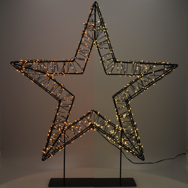 Kerstster op voet  56 cm | Extra warm wit & warm wit | 1200 lampjes | Zwart LDR07327 - 1