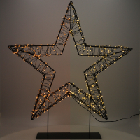Kerstster op voet  56 cm | Extra warm wit & warm wit | 1200 lampjes | Zwart LDR07327
