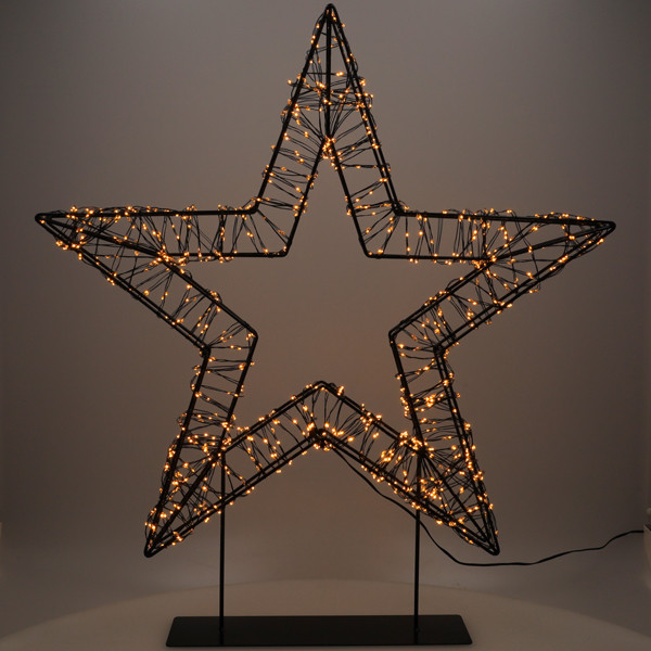 Kerstster op voet  56 cm | Extra warm wit & warm wit | 1200 lampjes | Zwart LDR07327 - 2