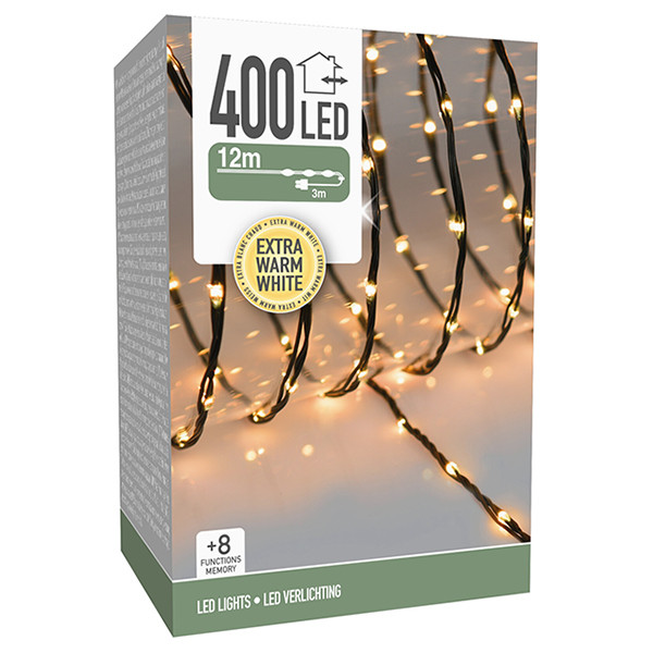 123led Kerstverlichting 12 meter | Extra Warm Wit | Soft Wire | Zwart | 400 lampjes  LKO00684 - 1