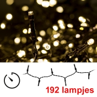 123led Kerstverlichting 15 meter op batterijen | warm wit | 192 lampjes met timer en controller  LKO00081