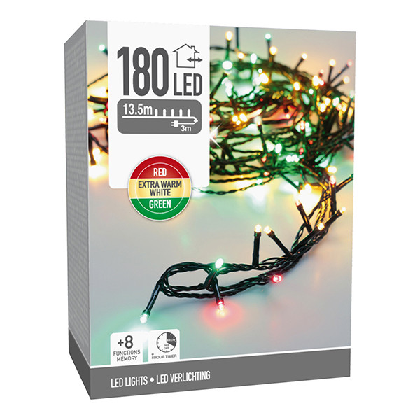 Kerstverlichting 16,5 meter | rood, groen & extra warm wit | 180 lampjes LKO00856 - 1