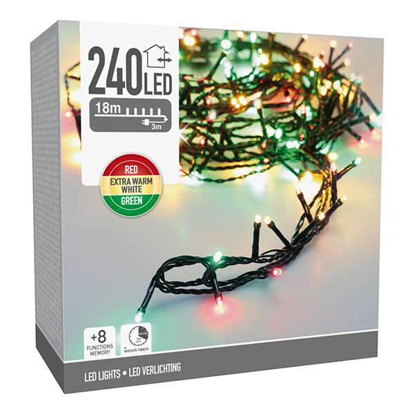 Kerstverlichting 21 meter | rood, groen & extra warm wit | 240 lampjes LKO00857 - 1