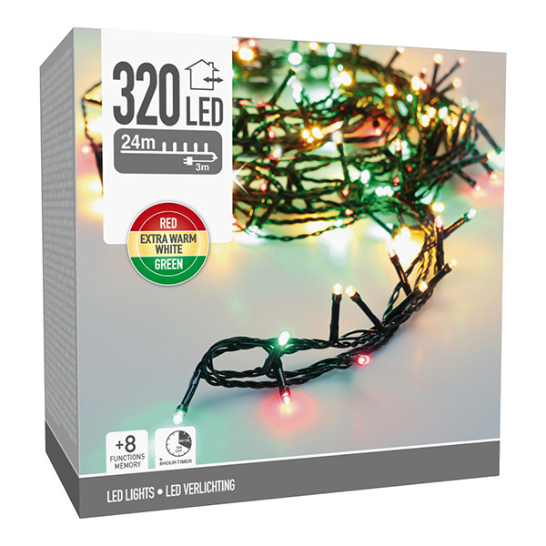 Kerstverlichting 27 meter | Rood, groen & extra warm wit | 320 lampjes LKO00858 Kerstverlichting 27 meter | Rood, groen & extra warm wit | 320 lampjes LKO00858 - 1