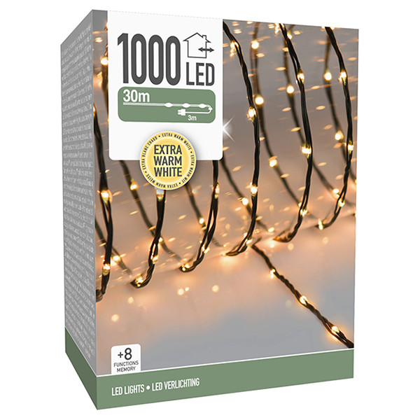 123led Kerstverlichting 30 meter | Extra Warm Wit | Soft Wire | Zwart | 1000 lampjes  LKO00687 - 1