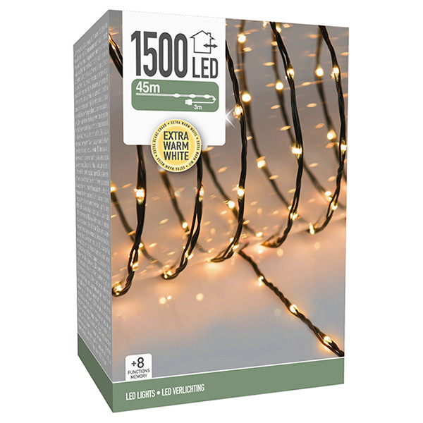 123led Kerstverlichting 45 meter | Extra Warm Wit | Soft Wire | Zwart | 1500 lampjes  LKO00689 - 1