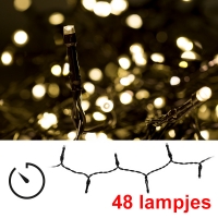 123led Kerstverlichting 4 meter op batterijen | warm wit | 48 lampjes met timer en controller  LKO00079