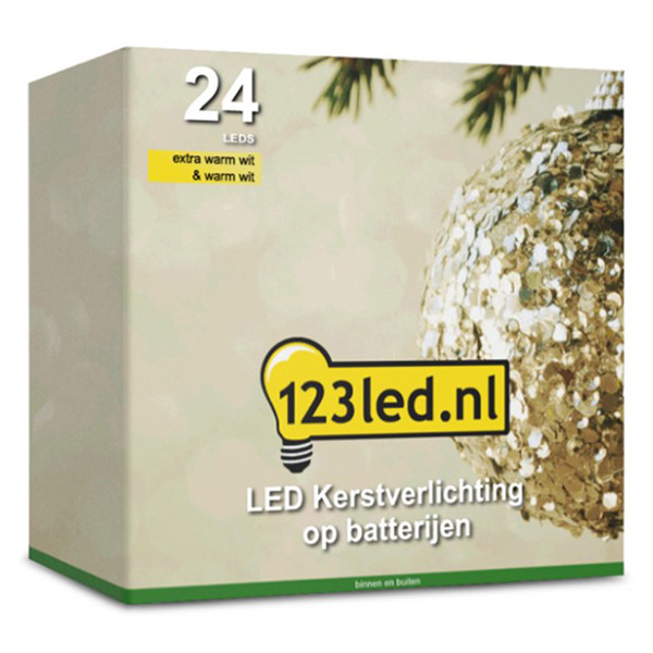 123led Kerstverlichting op batterijen 2,1 meter | extra warm wit & warm wit | 24 lampjes met timer  LDR07145 - 4