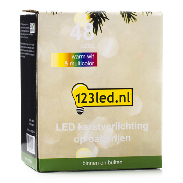123led Kerstverlichting op batterijen 3,9 meter | multicolor & warm wit | 48 lampjes met timer  LDR07294 - 7
