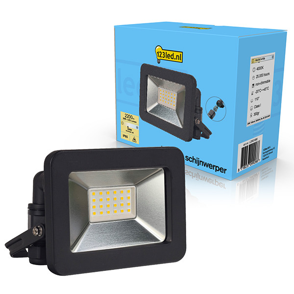 123led LED Breedstraler 20W | 4000K | 2200 lumen | IP65 | Zwart  LDR01980 - 1