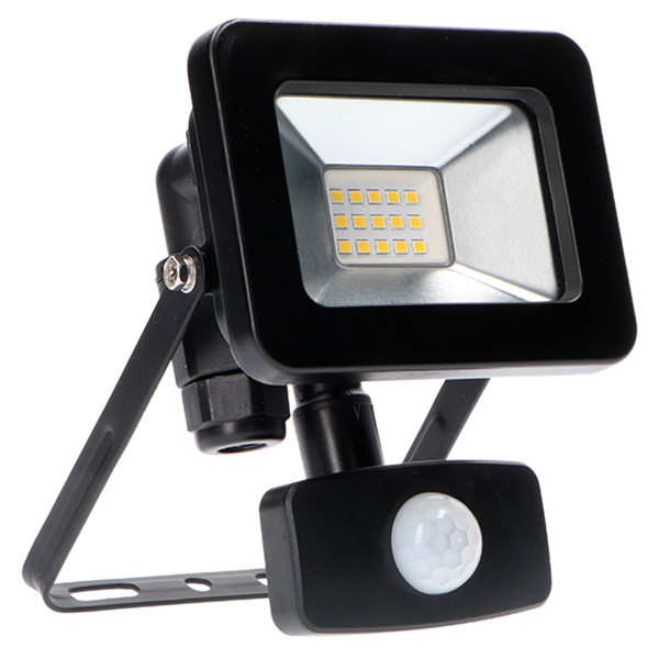 123led LED Breedstraler met sensor 10W | 4000K | IP44 | 1100 lumen | Zwart  LDR06373 - 1