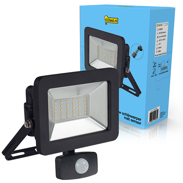 123led LED Breedstraler met sensor 30W | 6000K | 3300 lumen | IP44 | Zwart  LDR01991 - 1