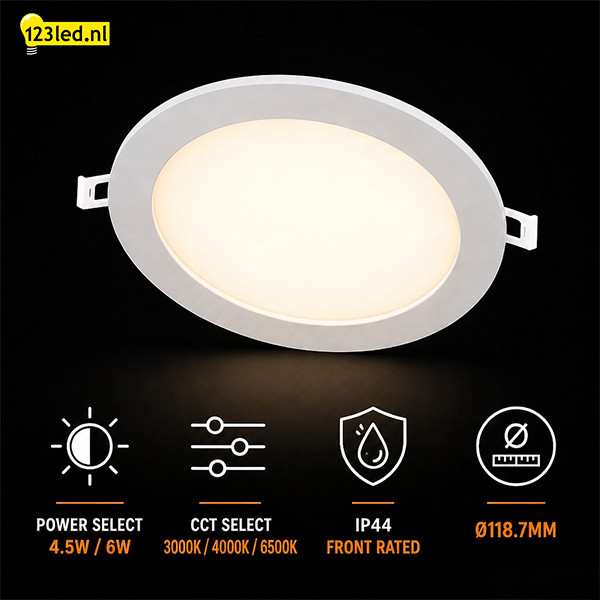 LED Downlight | Rond | 3000-4000-6500K | Ø 11.8 cm | Inbouw | DIP switch | IP44 | 4.5W-6W LDR08887 - 6