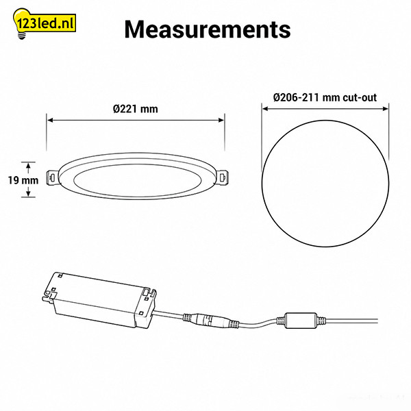 LED Downlight | Rond | 3000-4000-6500K | Ø 22.1 cm | Inbouw | DIP switch | IP44 | 9W-13W-18W LDR08893 - 7