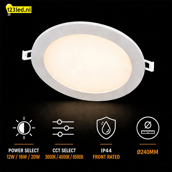 LED Downlight | Rond | 3000-4000-6500K | Ø 24 cm | Inbouw | DIP switch | IP44 | 12W-16W-20W LDR08895 - 6