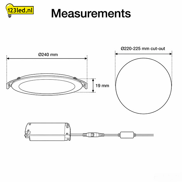 LED Downlight | Rond | 3000-4000-6500K | Ø 24 cm | Inbouw | DIP switch | IP44 | 12W-16W-20W LDR08895 - 7