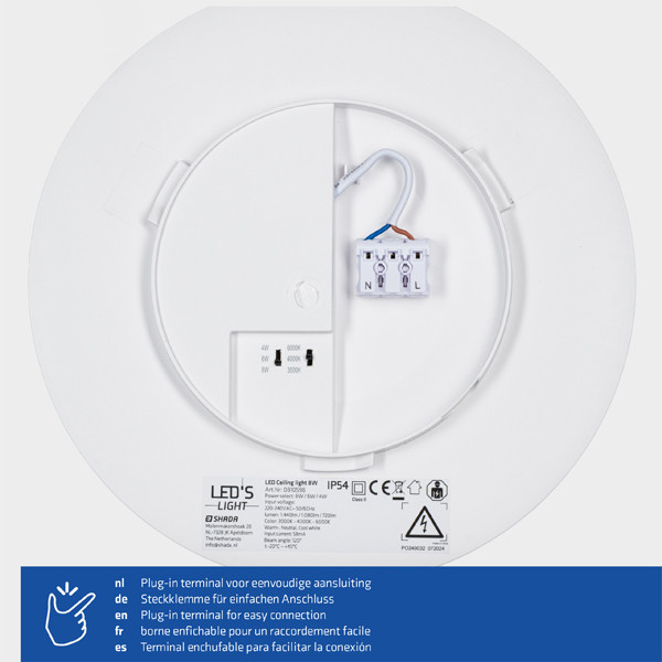 123led LED Plafondlamp | Rond | Ø 25 cm | 3000-4000-6000K | 1440 lumen | IP54 | 8W | Wit LDR06804 - 4