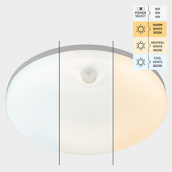 123led LED Plafondlamp met sensor | Ø 25 cm | 3000-4000-6000K | 1440 lumen | IP54 | 8W  LDR06805 - 2