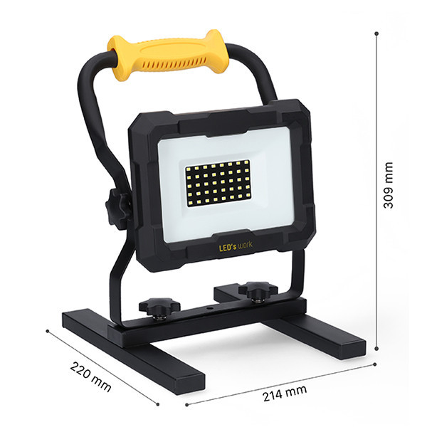 123led LED bouwlamp op accu | 5000K | 2000 lumen | IP20 | Zwart | 20W  LDR06716 - 4