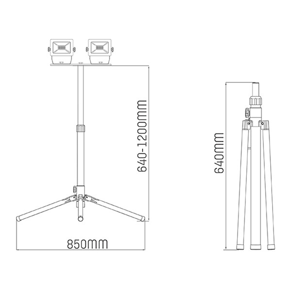 123led LED bouwlampen op statief 120 cm | 4000K | 3400 lumen | IP54 | 2x 20W  LDR06720 - 7