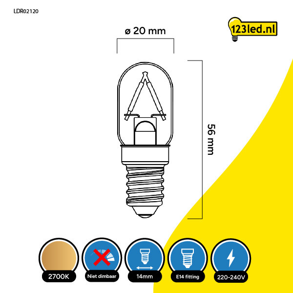 123led LED lamp E14 | Capsule T25 | Filament | 2700K | 1.5W (15W) LDR02120 - 2