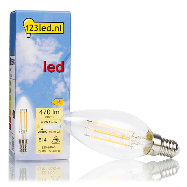 123led LED lamp E14 | Kaars B35 | Filament | Helder | 2700K | Dimbaar | 4.2W (40W)  LDR01606 - 1