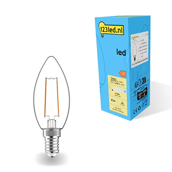 123led LED lamp E14 | Kaars C35 | Filament | 2700K | 2.5W (25W)  LDR01872 - 1