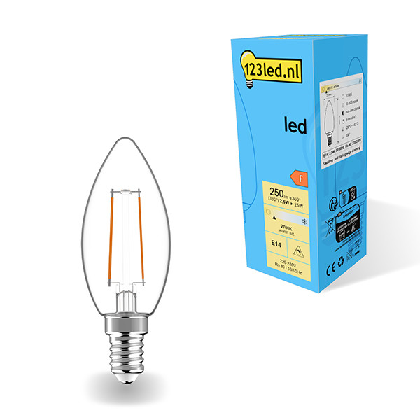 123led LED lamp E14 | Kaars C35 | Filament | 2700K | Dimbaar | 2.5W (25W)  LDR01880 - 1